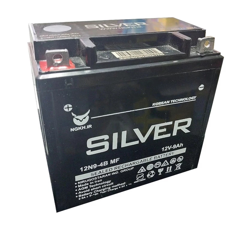 باتری موتورسیکلت 12 ولت 9 آمپر سیلور مدل 12N9-4B بلند