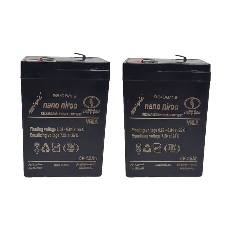 باتری UPS با ولتاژ 6 ولت و شدت جریان 4.5 آمپرساعت صبا باتری مدل نانو نیرو سته دو عددی